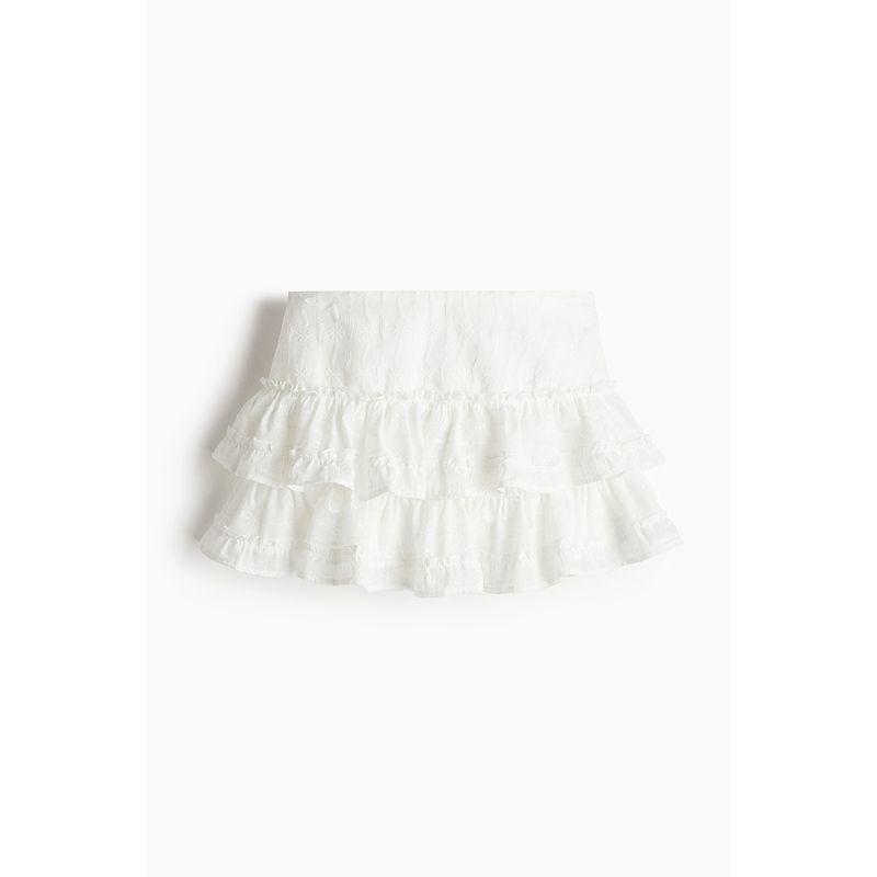 

HM Women s Fall 2025 New Arrival Embroider Stacked Skirt 1276994 Cream color 160/72