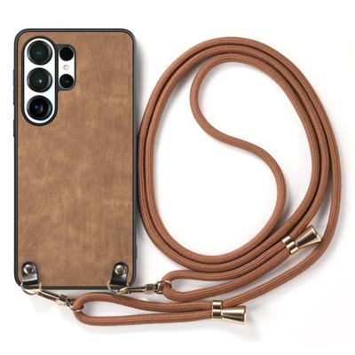 Crossbody Long Lanyard Strap Anti-Drop PU Leather Phone Case For Samsung S25 Ultra S24 Plus S23 A16 A06 A17 A07 Slim Fit Cover