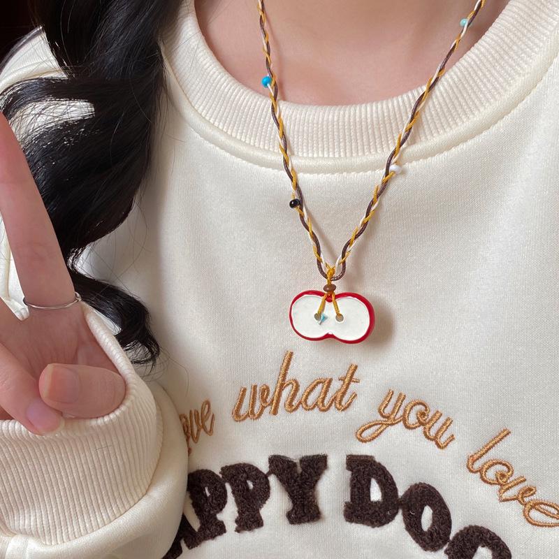 Böhmische Seestern-Halskette: Bunte Perlenkeramik Ethno-Stil mit gewebter Kordel für Damen