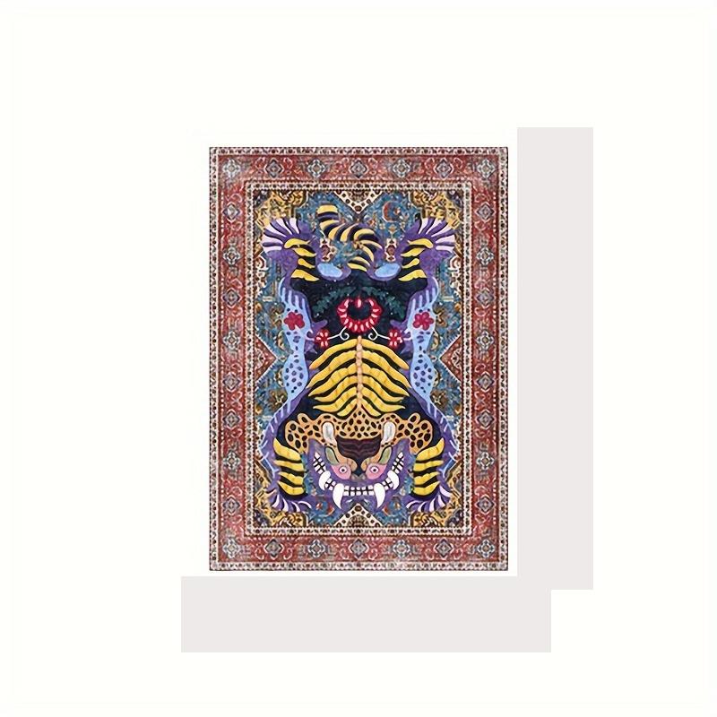 Bottom Washable Tibetan Tiger Carpet Tibetan Tiger Persian Ethnic Style Kitchen Living Room Bedroom Mat Washable Area
