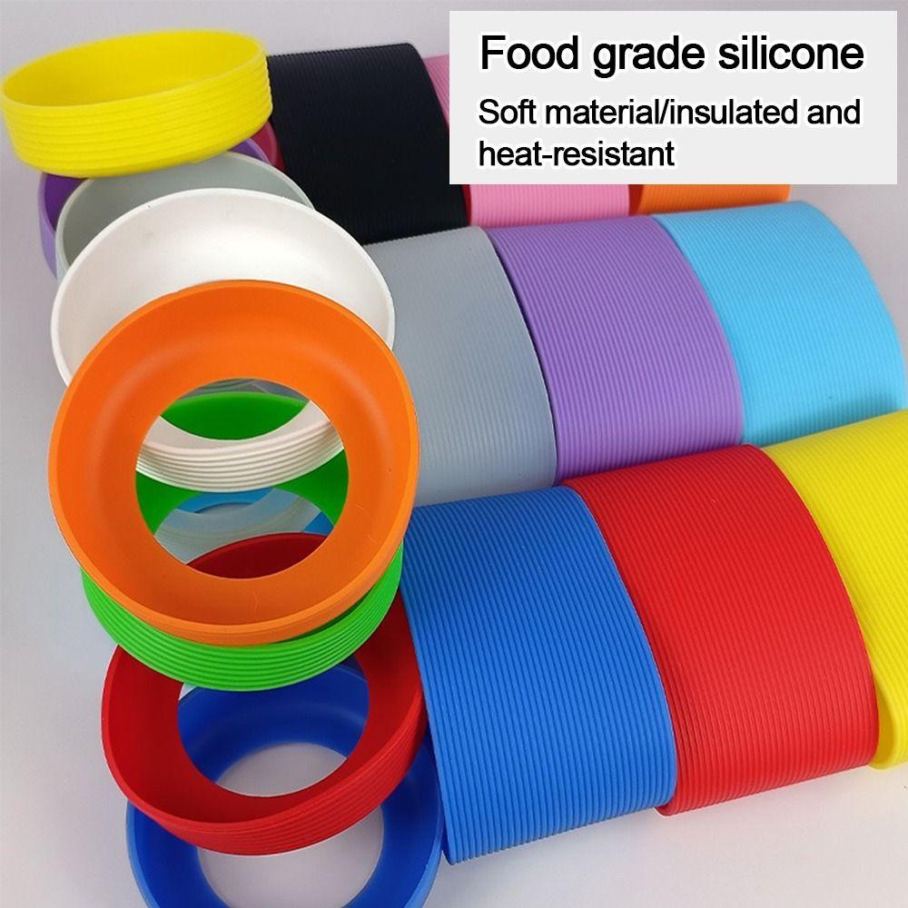 Stripe Cup Sleeve Set Silicone Cup Bottom Cover New Heat Resistant Protective Sleeve