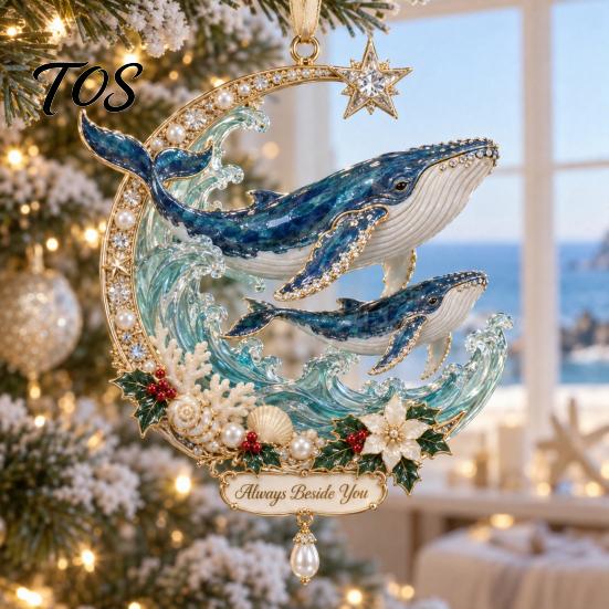 Festive Aquatic Theme Gift Marine Life Christmas Ornament, Acrylic Ocean Animal Hanging Decor for Tree, Creative Holiday Pendant Home Party,