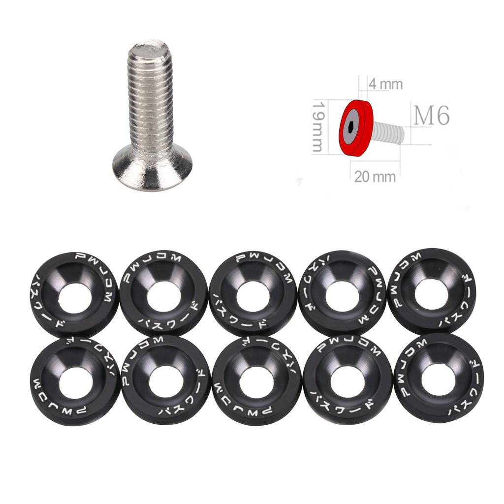 Car Modification Aluminum Alloy M6 Thickened Spacer Screws Battery Guard Plate Washers Mudguard Screws Decoration