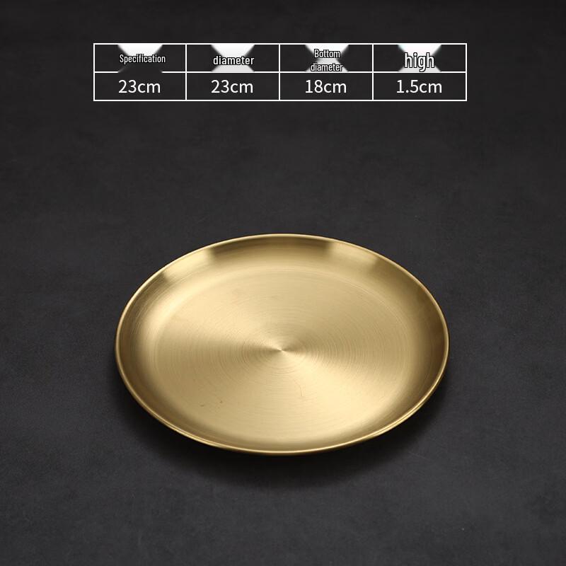 Golden Stainless Steel Round Serving Plates (2-Pack)