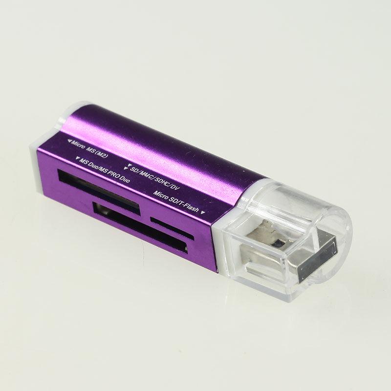 All-in-One Aluminum Alloy High-Speed SD/TF/MS/PSP Card Reader for Mobile Phones and Cameras