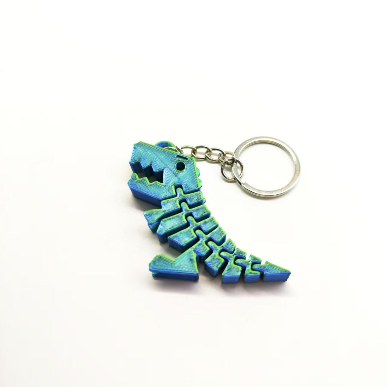 Jointed 3D Printed Dinosaur Keychain: Small Animal Model Ornament & Bag Charm Pendant 12.5 cm