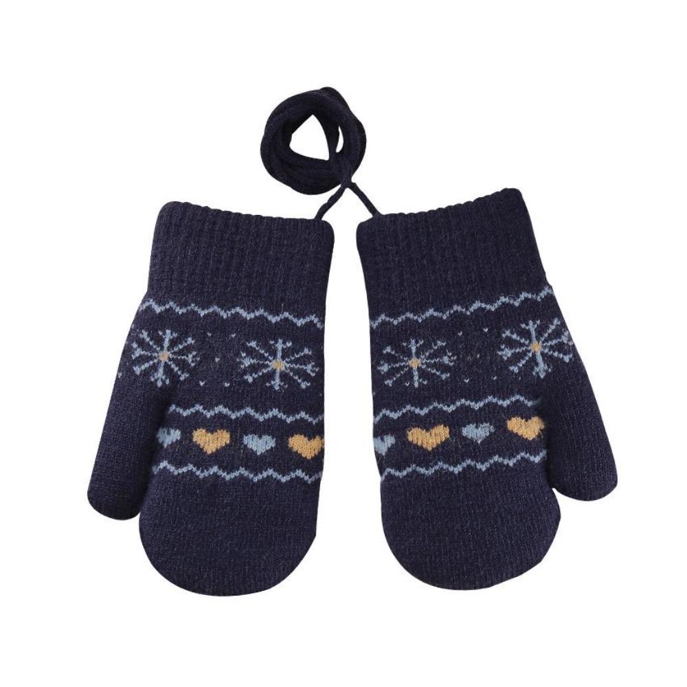 Hanging Neck Rope Children Knitted Mittens Thickened Warm Winter Warm Gloves  Winter Season