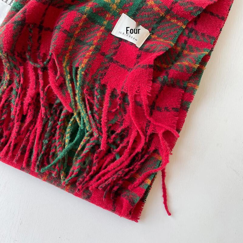 Унисекс Рождественский клетчатый шарф