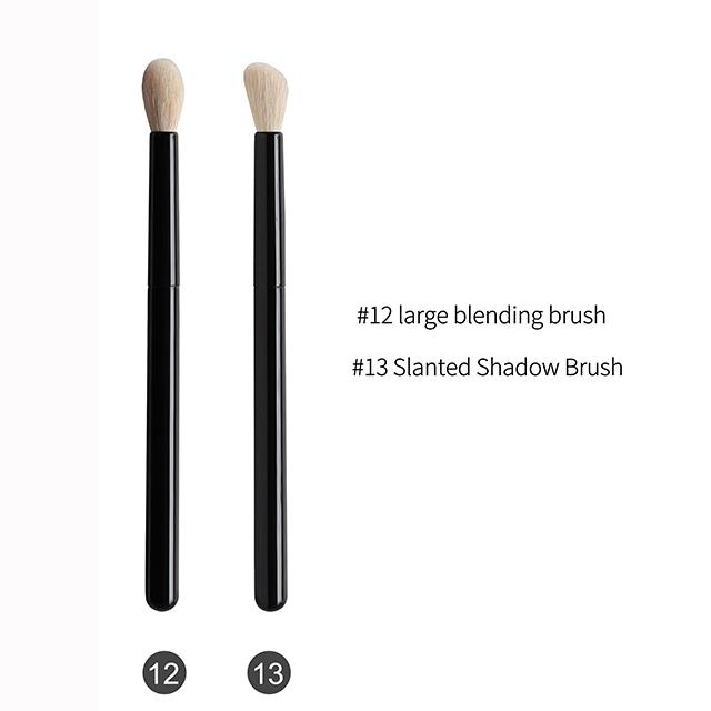 OVW 2 Stück Ziegen-Profi-Kosmetik-Make-up-Pinsel, Werkzeuge, natürliches Haar, schwarze Malerei, Holzgriff, Brochas Maquillaje Pelo Natura