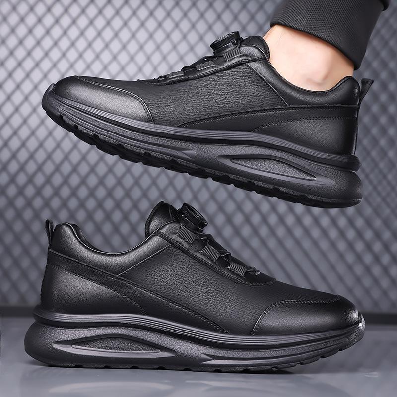 Low-top soft-soled cushioning sneakers outdoor street photography, light and comfortable rotating button leather casual shoes