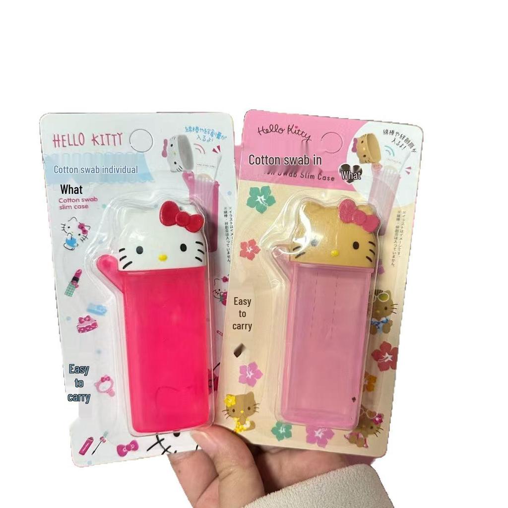 Hello Kitty My Melody Cartoon Cotton Swab Storage Box - Resin Creative Cosmetic Travel Holder