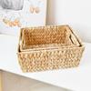 1/2Pcs Hand-Woven Storage Baskets with Handles Strong Load-bearing Large Capacity Stackable Water Hyacinth Wicker Basket