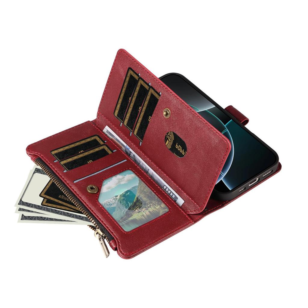 Compatible with Pixel 11 Pro XL, 9-Card Leather Grain Zipper Wallet Case, Google 10A Protective Cover.