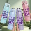 1PC Just A Girl Who Loves Purple 750ml Color Plastic Sports Water Bottle Leakproof Flip Straw Lid Suitable for Sports Office Home Use