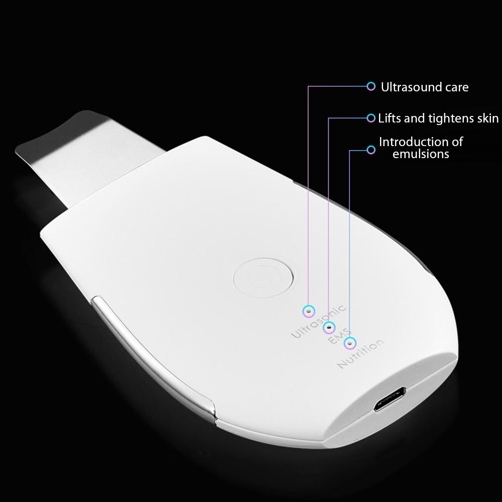 

YJK028 Ultrasonic EMS Skin Scrubber Face Spatula Blackhead Remover Pore Cleaning Tool Beauty Device for Deep Cleansing Type A