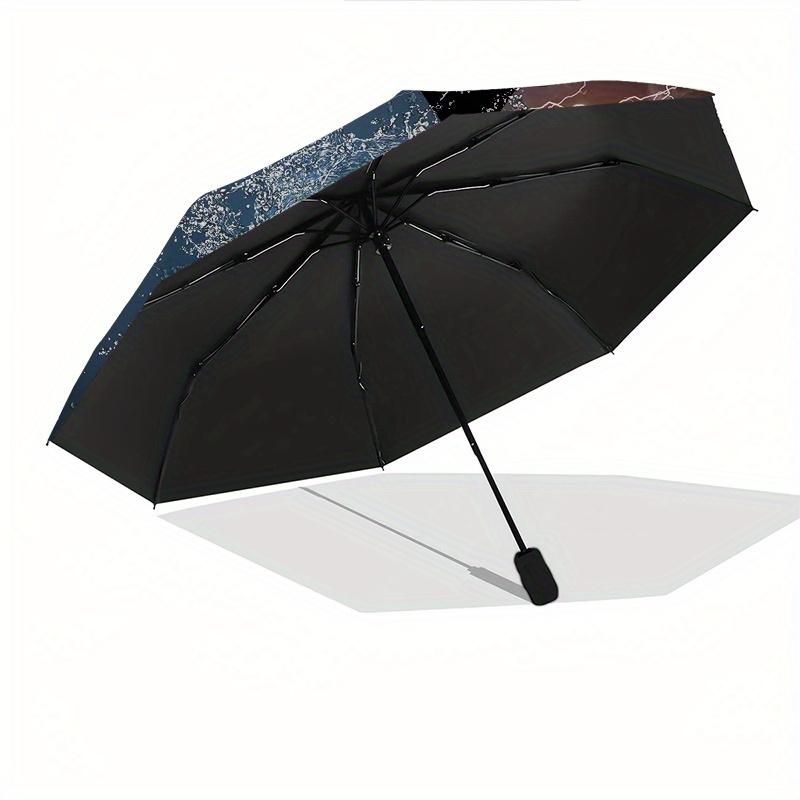 "Fire & Water Soccer Ball: The Ultimate Sports Accessory" Umbrella, Cute Umbrella with Cute Design, Portable 3-Fold Compact Umbrella for Men & Women,