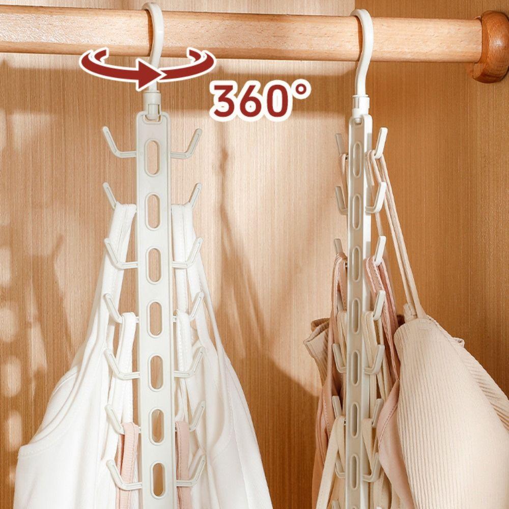 16 Hooks Multifunctional Suspender Hanger 360 Rotatable Space Saving Closet Hook Durable Underwear Vest Storage Hooks