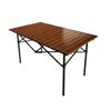 1.2m Walnut Round Folding Camping Table - Carbon Steel, Roll-Up, Portable BBQ Table