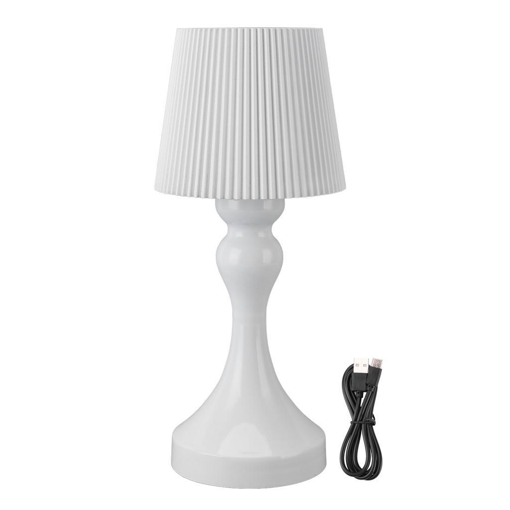LED Akku-Tischleuchte Eisen Kunststoff Plissee Touch-Steuerung Stufenlos Dimmbar USB Wiederaufladbar Nachttischlampe für
