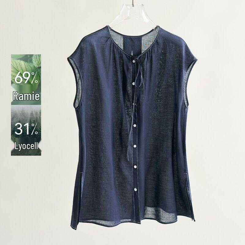 IHIMI Women s Ramie-Lyocell Sleeveless Blouse S