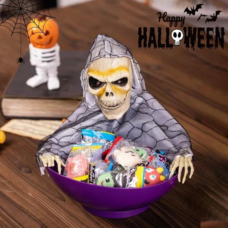 2025 Halloween Horror Witch Electric Fruit Plate Bar Party Ghost Skeleton Frightening Scary Decoration Props Scene Layout