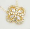 Custom 18K 14K 10K 9K Gold Jewelry Pendant Necklace with Diamond Flower and Water Drop Zircon Leaf Clover Cross Link Chain