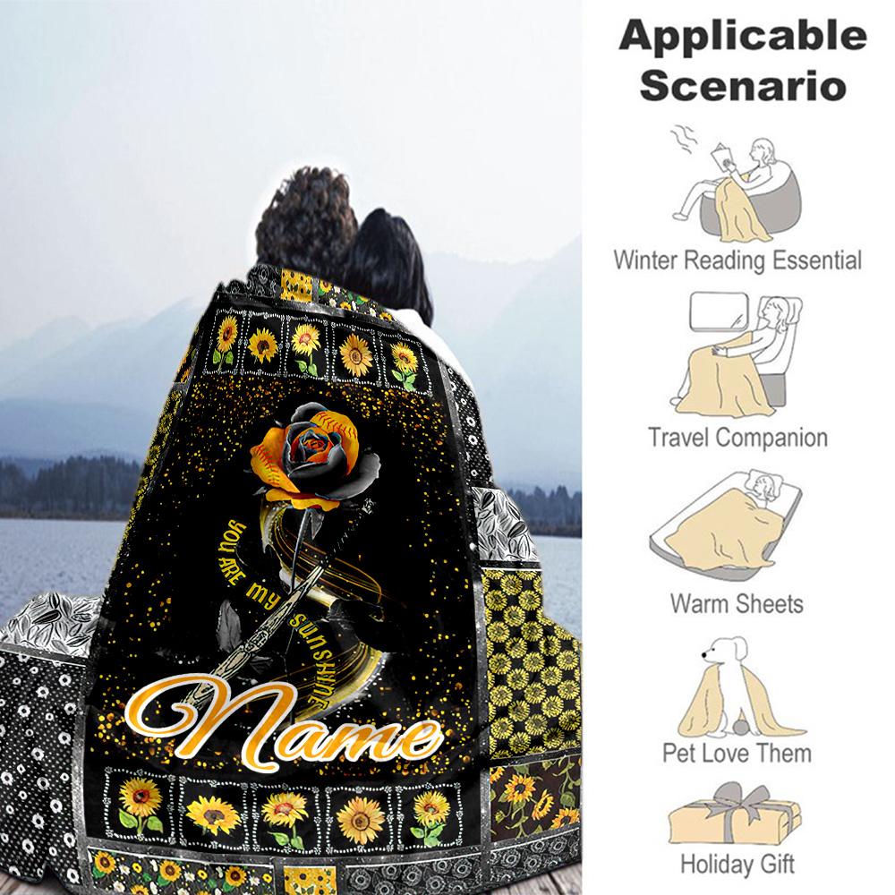 Sunshine Customize Your Name Blanket Multi-purpose Personalized Blanket Soft Warm Cozy Perfect for Seaside Nap Bedding Picnics for All Occasions