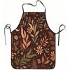 1pc Celestial Botanical Leaves Print Apron, Durable and Easy To Clean, Adjustable Waistband, Polyester Material, for Kitchen Cooking, Gardening, Orcha