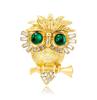 Fashionable and personalized alloy diamond studded owl animal brooch for both men women, popular chest accessories
