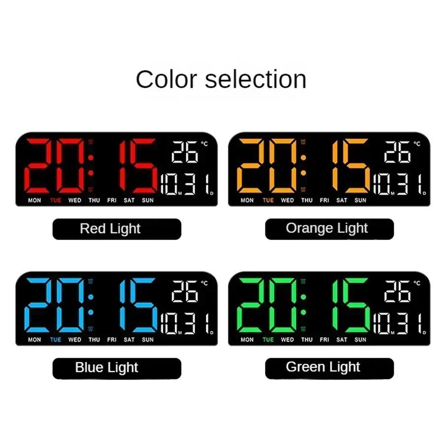Large LED Digital Wall Clock Table Clock Temperature Date Week Display Countdown Brightness Adjustment Dual Alarm 12/24h