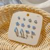 2024 New Blue Tone Silver Stud Earrings for Women