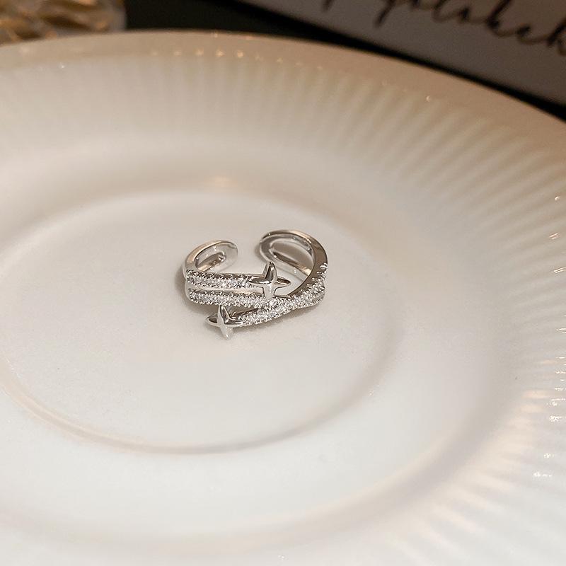 Retro Silver Bow Love Flower Pearl Open Ring Simple Index Finger Ring Versatile Jewelry Women