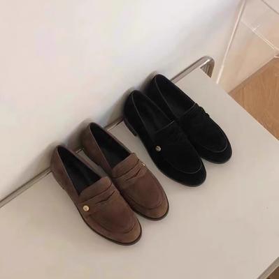 Retro British Style Versatile Small Gold Buckle Low Heel Temperament Single Shoes Genuine Leather Shoes