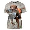 Wildlife Hunting Scene Pheasant And Retriever Dog 3D All Over Print Short Sleeve T-Shirt Casual Top