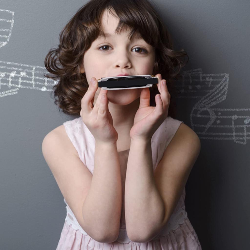 East Top Harmonica Blues Harmonica 10 Delikli Harmonica C Tonu 10 Delik 20 Ton Paslanmaz Çelik Kapak ABS Kasa Temiz Bez Son Derece Hava Geçirmez Uygun