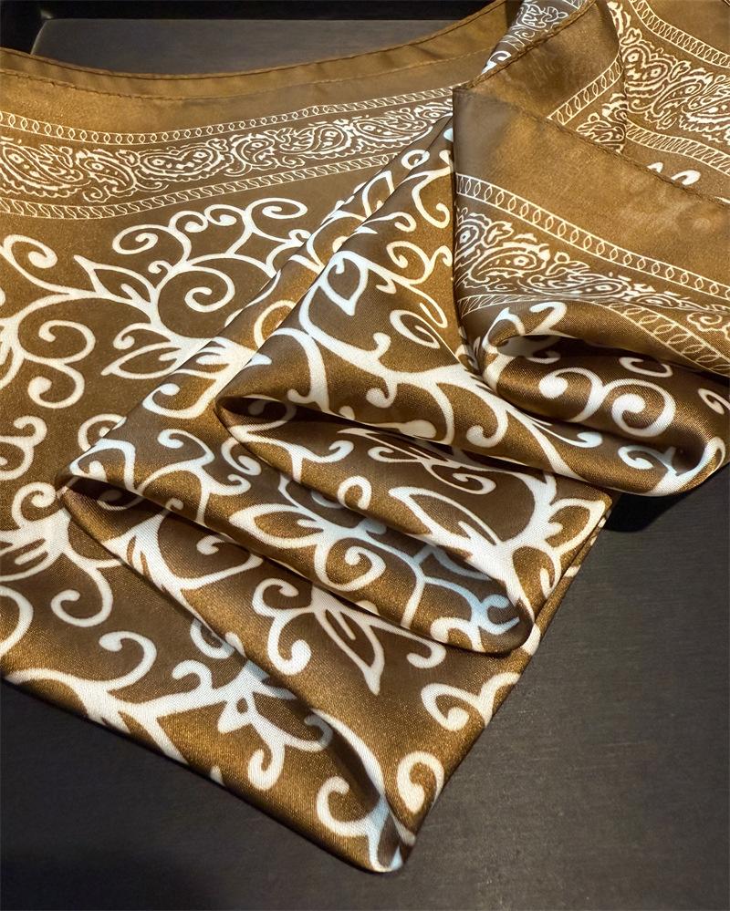 Fashion Paisley Print Shawl Square Scarf for Women Soft Satin Wraps Neckerchief Female Hair Bands Ribbon Headband Bandana