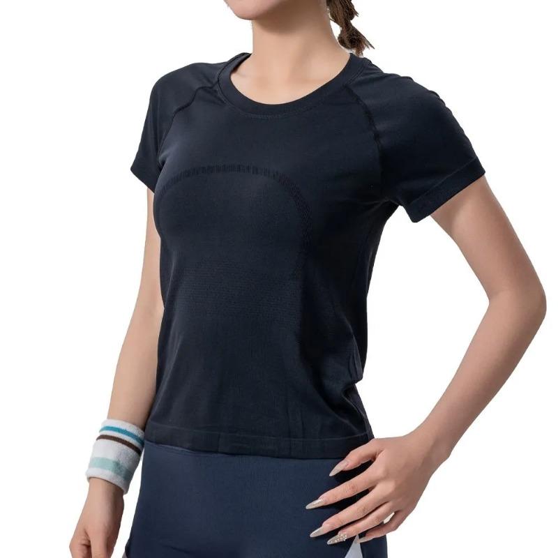 

Yoga Short-sleeved Seamless Sports Top Professional Fitness Running Quick-drying Slim Breathable Training Outdoor Yoga Top L чорний