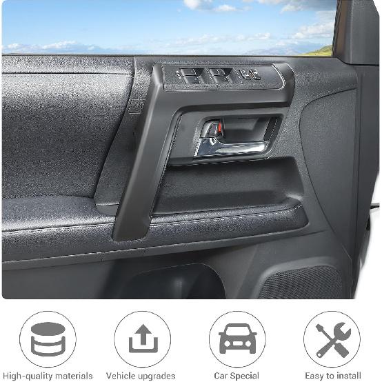 JeCar 4pcs for 4Runner Interior Door Handle Cover Trim for Toyota 4Runner 2010- Matt Black Interior Accessories