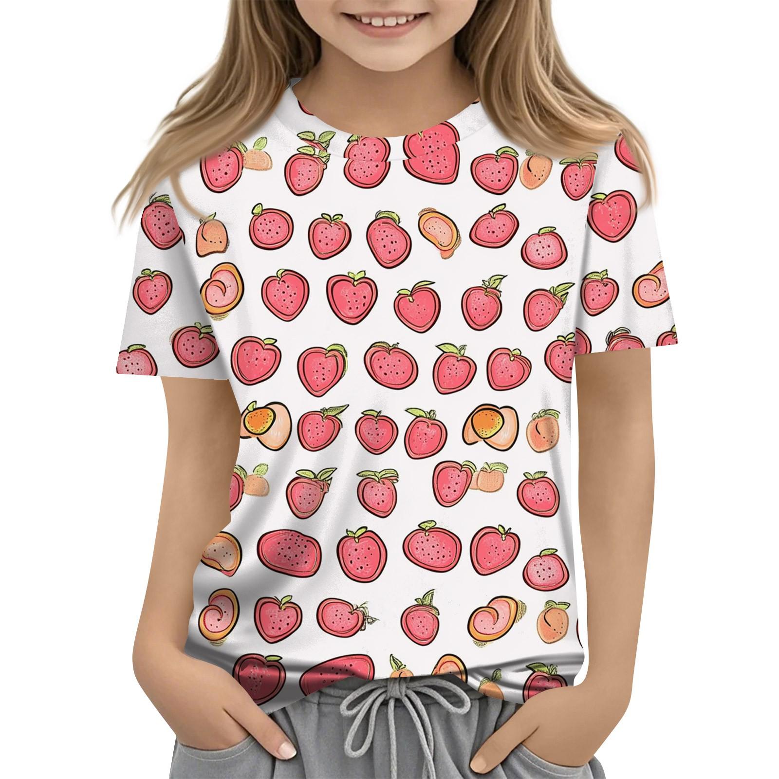 

Дитяча модна повсякденна футболка з рослинним принтом і круглим вирізом з короткими рукавами 110 бежевий