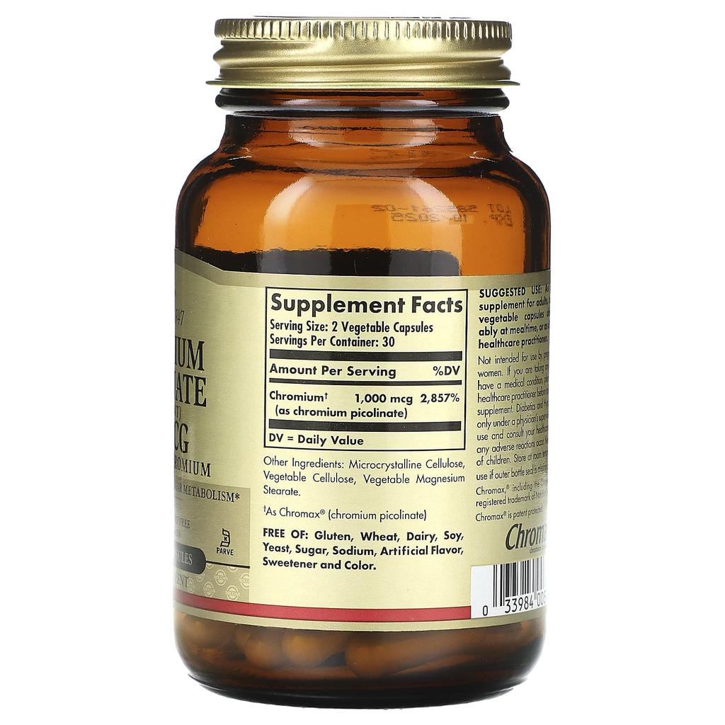 Chromium Picolinate, 500Mcg, 60 Veggie Caps