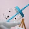 Yousheng Bear Glass Cup with Spill-Proof Lid And Straw Cute Bear Tumbler for Smoothies Coffee Juice Thick Glass Mug for Home Office Travel