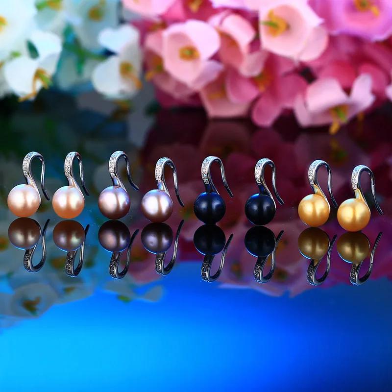 New Fine Grade AAAA Freshwater Pearl Earrings For Women Charm Wedding Party Jewelry Stud Earrings, Top 8-9mm Bread Round Pearls
