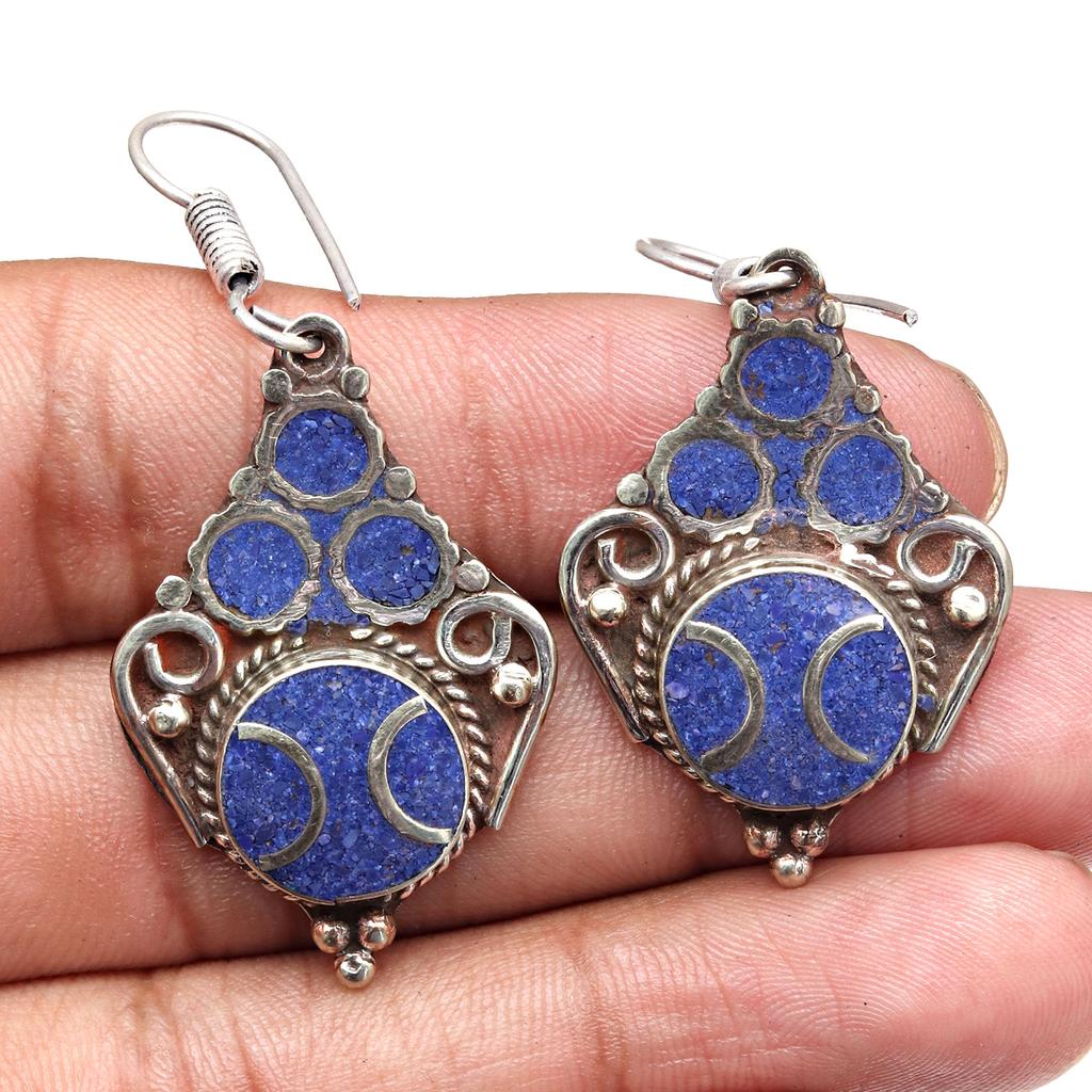 Tibetan Turquoise Lapis Lazuli Nepali Earrings Handmade Jewelry Coral Tribal