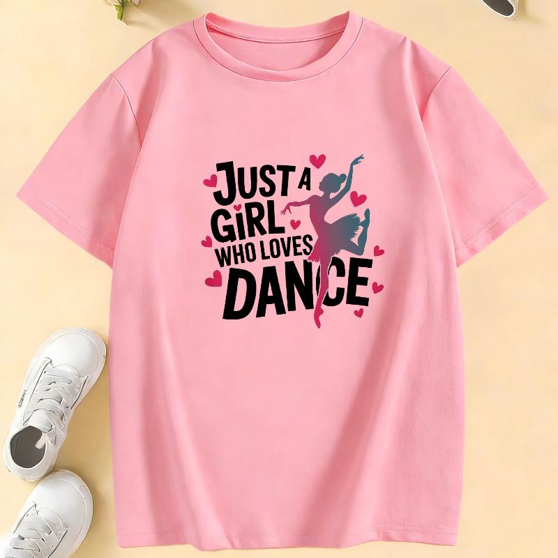 Graphic Just A Girl Who Loves Dance Funny T Shirts Kids Children's T-shirt Girls Shirt Sleeve Summer Spring Casual Top Tee Shirt