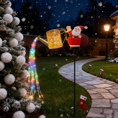 Yousheng Solar Lights Outdoor Santa Watering Can Kettle Lights LED Fairy Lights Waterproof Metal Garden Lantern for Yard Patio Lawn Pathway