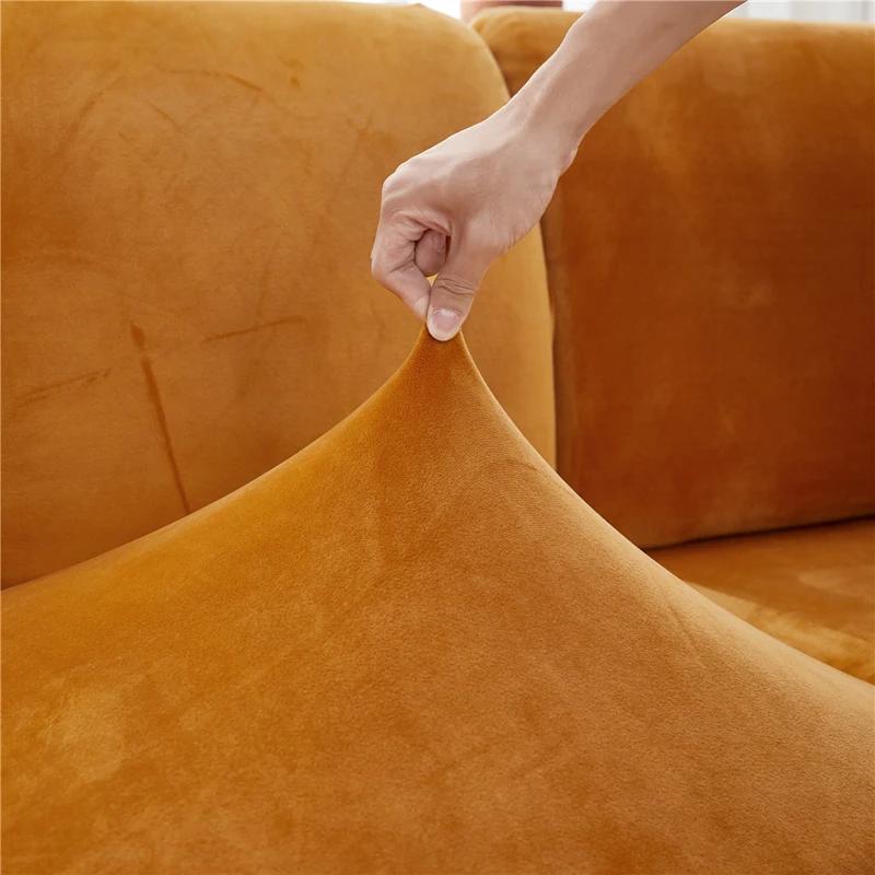 European Soft Plush Sofa Cushion Cover All-inclusive High Elastic Coral Fleece Universal Slipcover 1/2/3 Seater Couch Covers