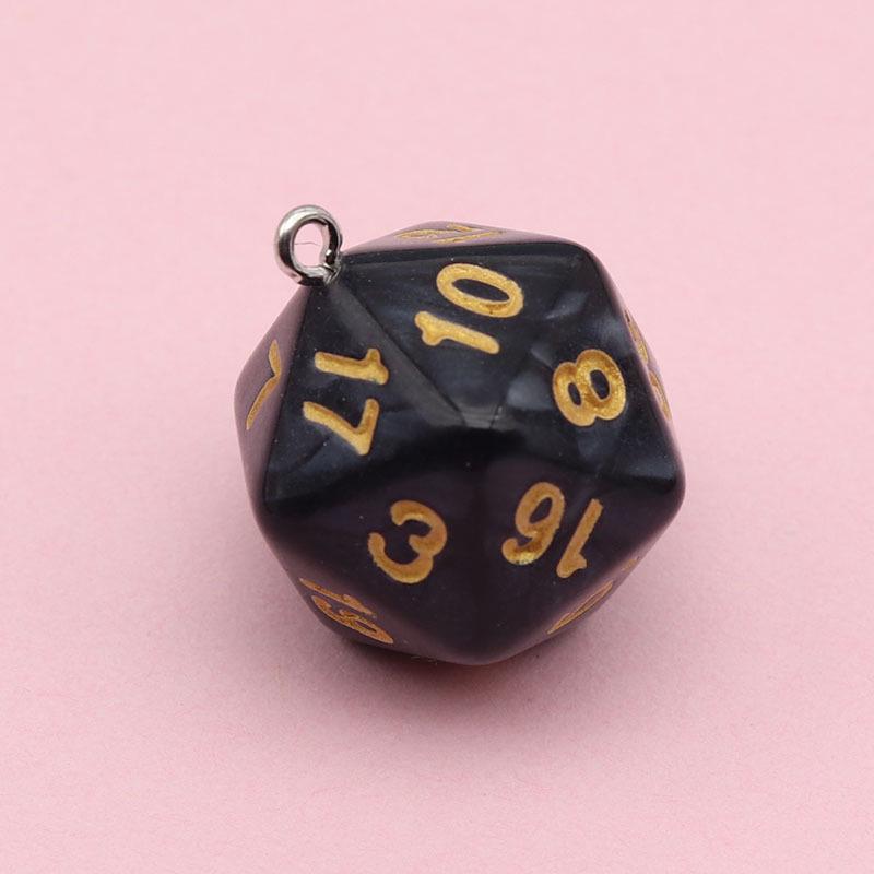 20-Sided Pearl Acrylic Dice Shaker Bag Keychain Pendant for DIY Jewelry