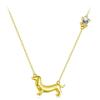 WOSTU 925 Sterling Silver Dachshund Pendant Necklace 18K Gold Pet Paw Chain Link Dog Charm Bracelets Earrings Ring For Pet Lover