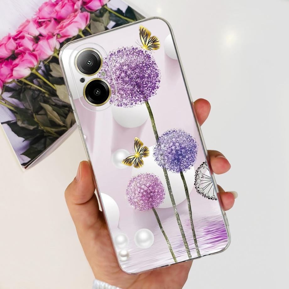 Weiche TPU-Stoßstange Hüllen für Realme C67 4G RMX3890 Rückabdeckung Dünnes Klares Silikon Handyhülle Damen Mode Malerei Funda C 67 4G