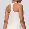 Solid Color Cross-Back Yoga Tank with Chest Pads - Quick-Dry, Fitted Sports Top